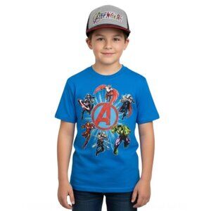 Marvel Avengers Kids Baseball Hat Cap (OSFM) + Graphic T-Shirt(L) 2 Pc Set - NWT